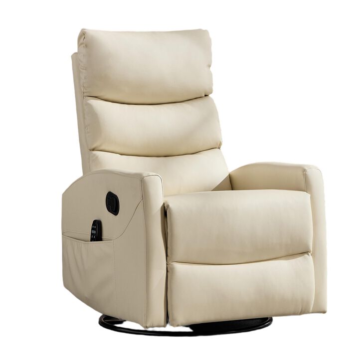 Faux Leather Manual Recliner Chair Swivel Rocker Recliner with Heat & Massage