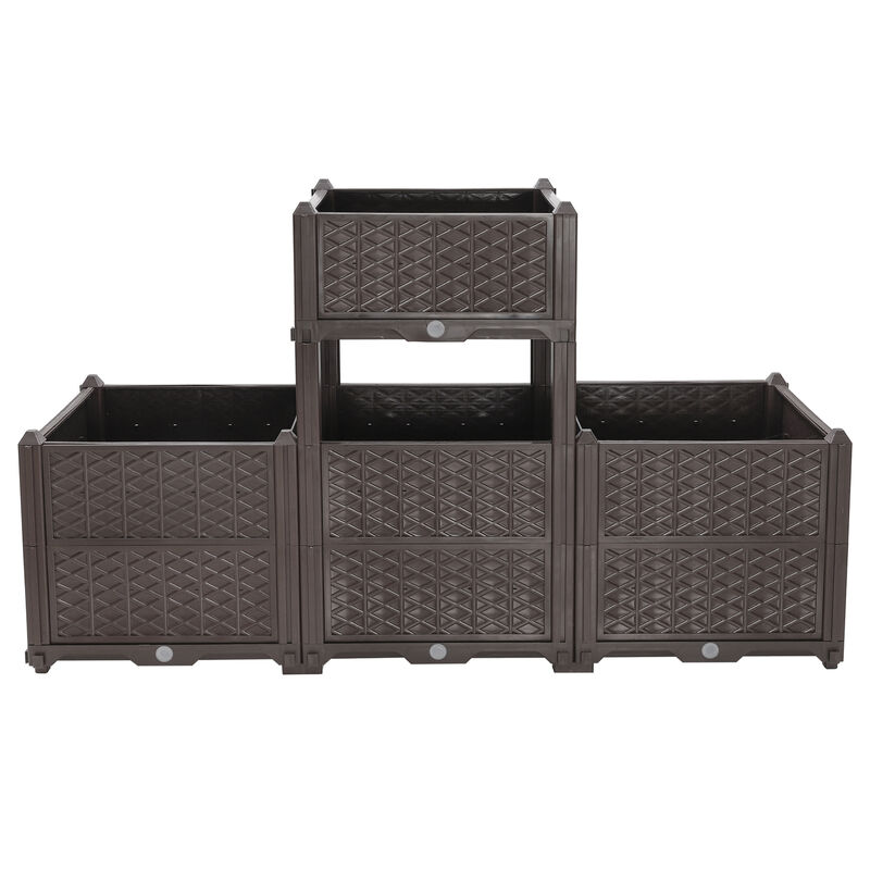 WOW PIONEER Indoor Outdoor Rectangular Planter Box for Growing Vegetables Herbs Flowers Succulents for Garden Balcony Terrace Backyard Porch Home Display image number 5
