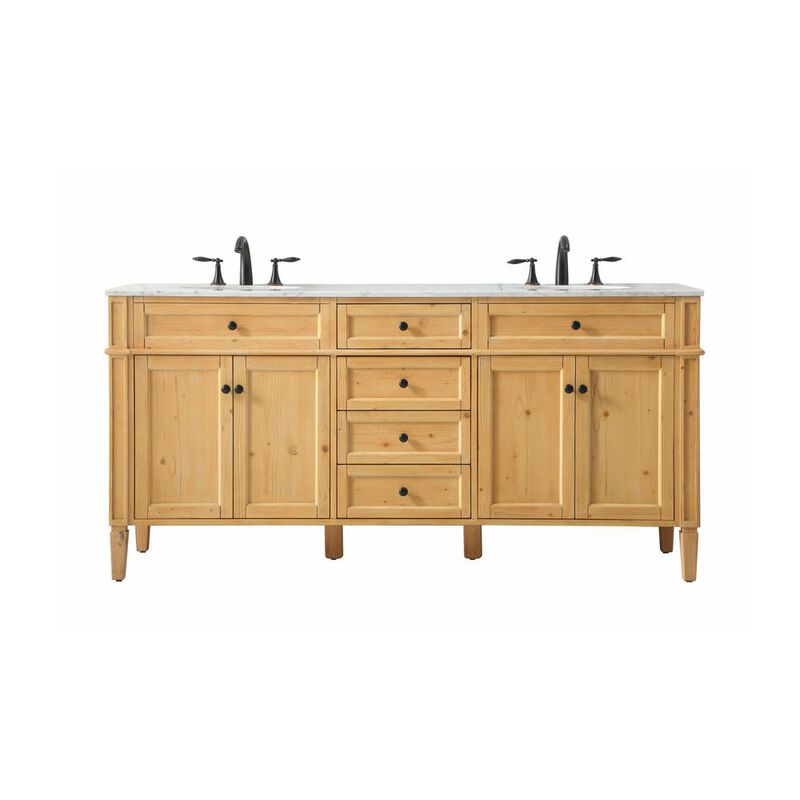 Elegant Kitchen and Bath 72 inch double bathroom vanity in natural wood