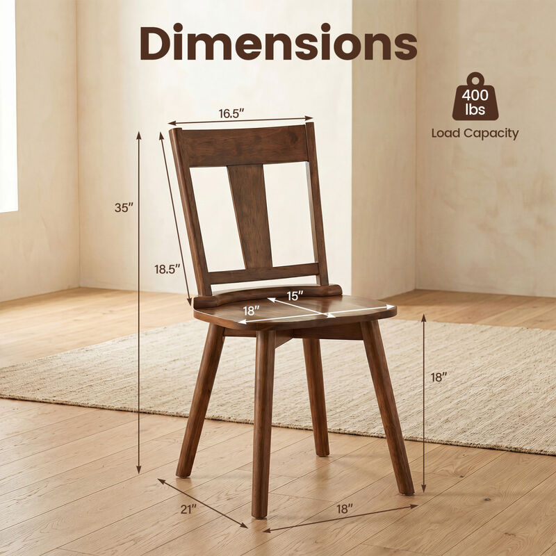 Set of 4 Wooden Dining Chairs with Solid Wood Backrests for Kitchen and Dining image number 2