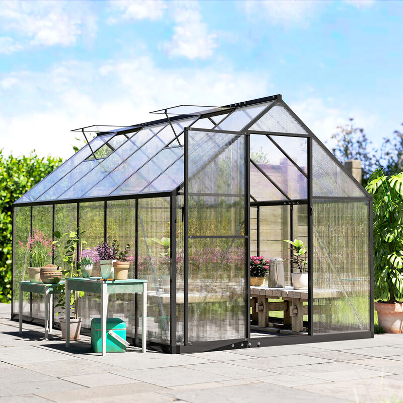 Hivvago 11x6 ft Polycarbonate Walk-In Greenhouse image number 7