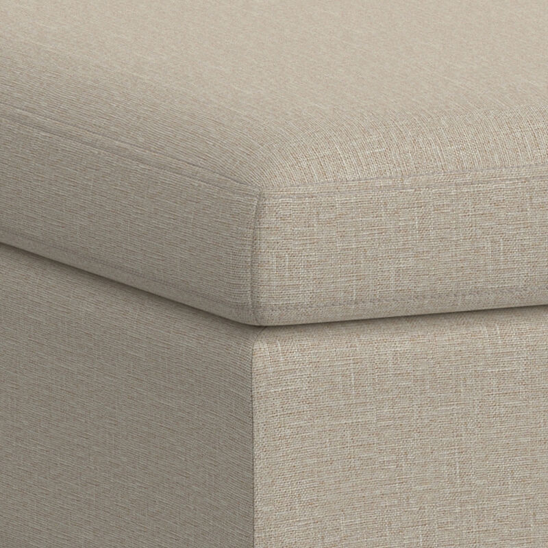 Owen Square Coffee Table Storage Ottoman in Natural Polyester Fabric
