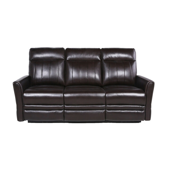 Luxury Power Reclining Sofa Recliner in Dark Brown Top-Grain Leather - Ultimate Comfort with Power Leg Rest and Articulating Headrest - Elegant and Relaxing Furniture for Living Room or Home Theater