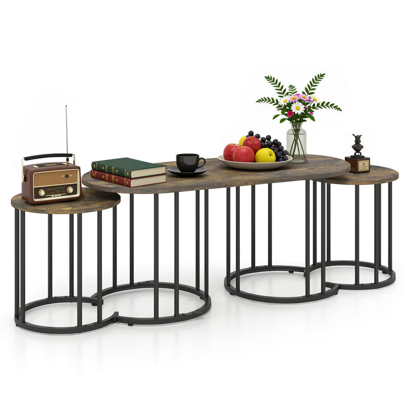 Modern 3 Piece Nesting Coffee Tables with Metal Frame Design image number 3