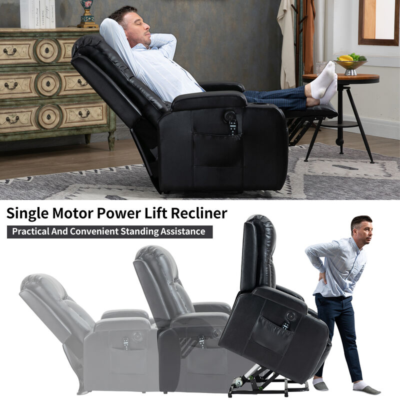 Merax Power Lift Recliner with Massage, Heat & Convenience Features image number 6