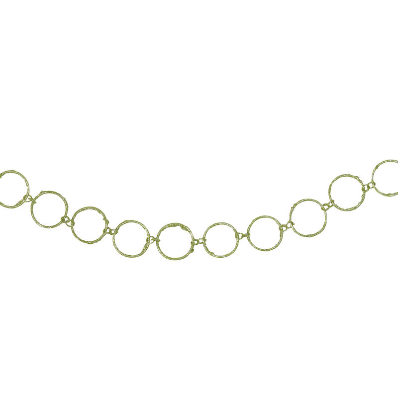 5' x 1.75" Lime Green Glittered Round Ring Chain Artificial Christmas Garland - Unlit image number 0