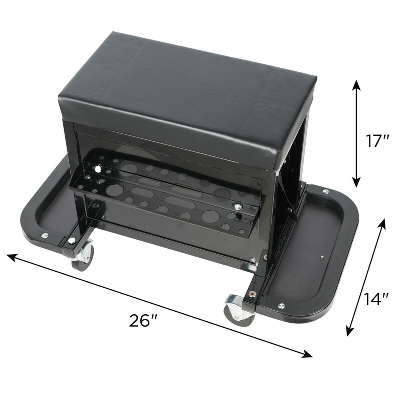 ELEMENT ACE 3-Drawer Rolling Mechanic Seat with Tool Trays, 350lbs Maximum Weight Capacity, Heavy-Duty Garage Work Stool with Swivel Casters and Ample Tool Storage image number 6