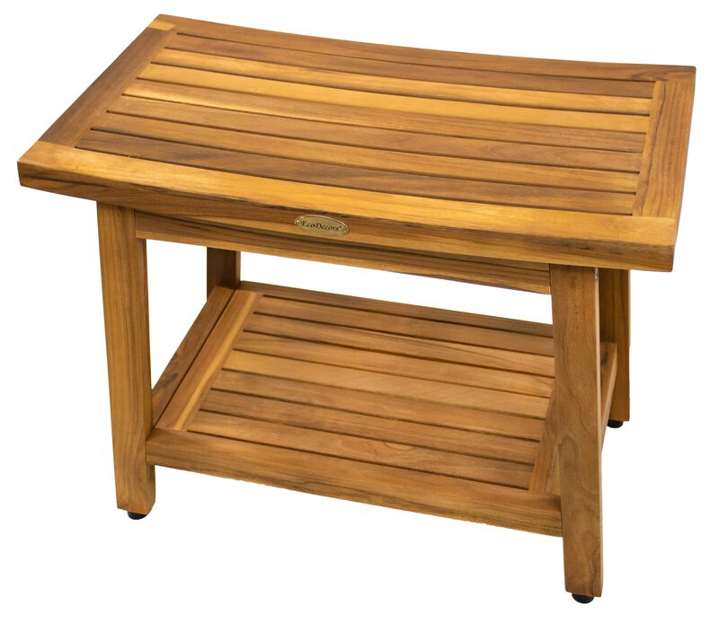EcoDecors Eleganto Gold 24" Teak Shower Bench image number 0
