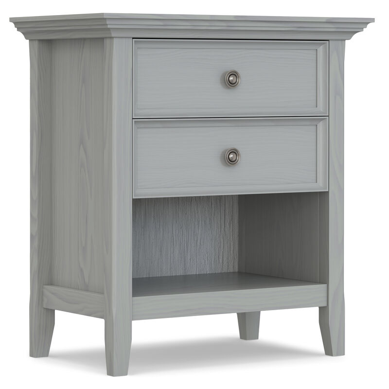 Amherst SOLID WOOD 24 inch Wide Traditional Bedside Nightstand Table in Fog Grey