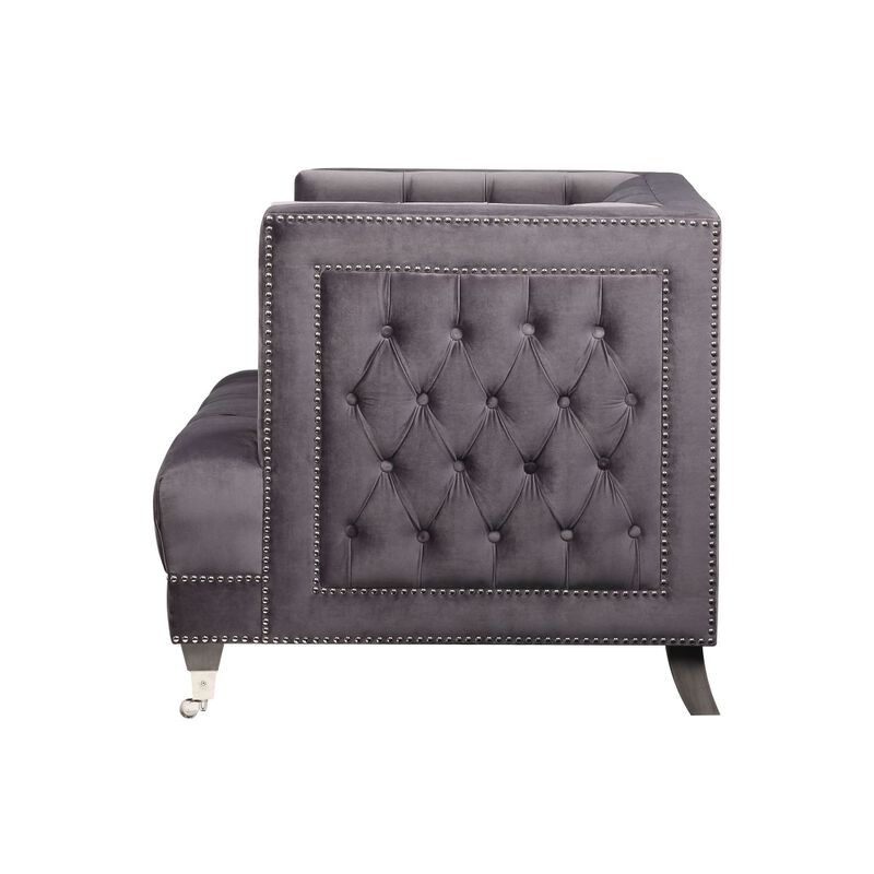 Hegio Chair w/1 Pillow, Gray Velvet