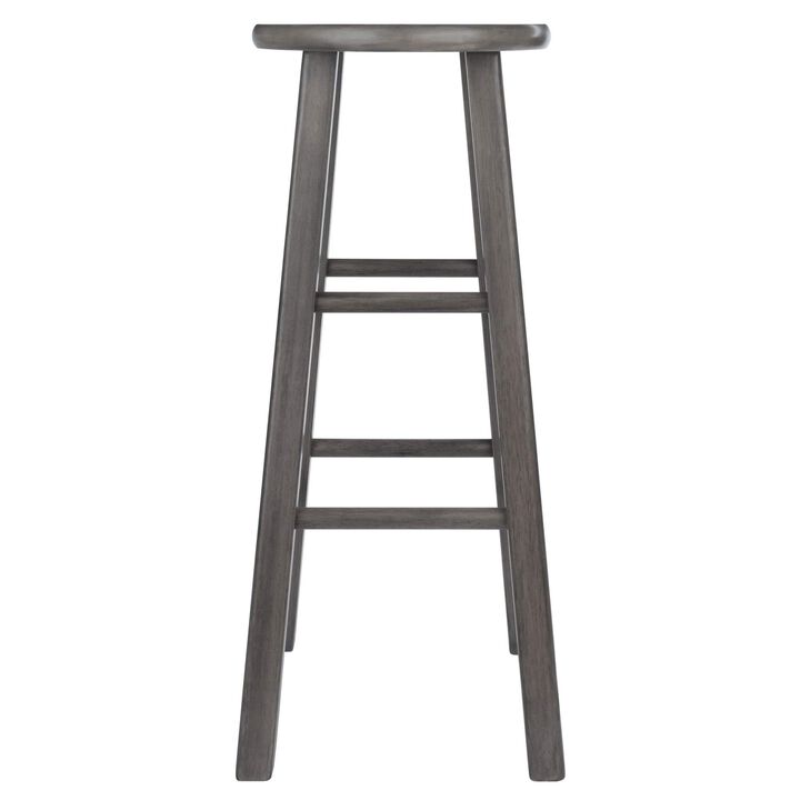 Ergode Wood Ivy Bar Stool - Farmhouse Charm, Weathered Finish, Stable & Comfortable, 220lbs Capacity, Versatile Stand/Side Piece, Rustic Gray