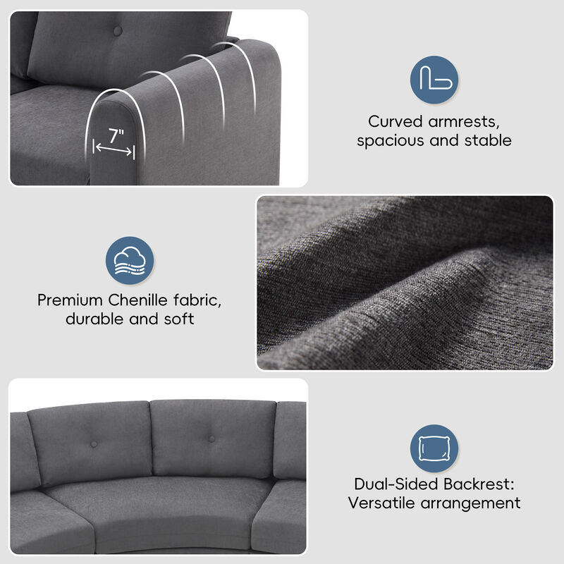 Merax Curved Modular Sectional Sofa with Customizable Layout, High-Resilience Foam & Pocket Spring Seats image number 5