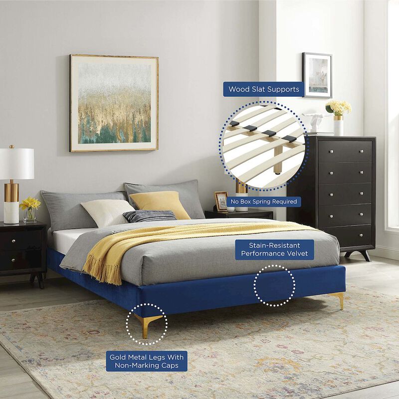 Sutton Performance Velvet Twin Bed Frame image number 7