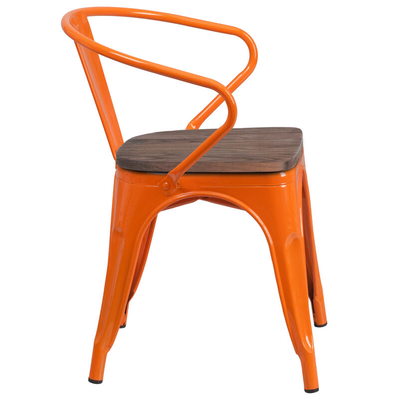 Metal/Wood Colorful Restaurant Chairs image number 4