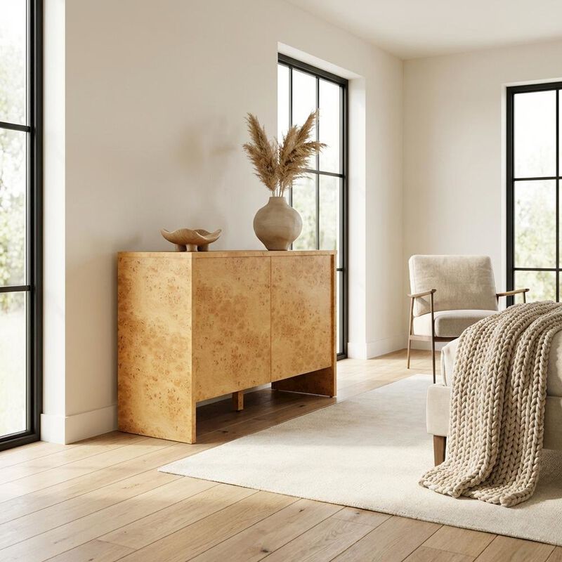 Wooden Brown Sideboard with Engineered Material and Sleek Design image number 4