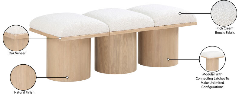 Meridian Furniture Pavilion Cream Boucle Fabric Bench