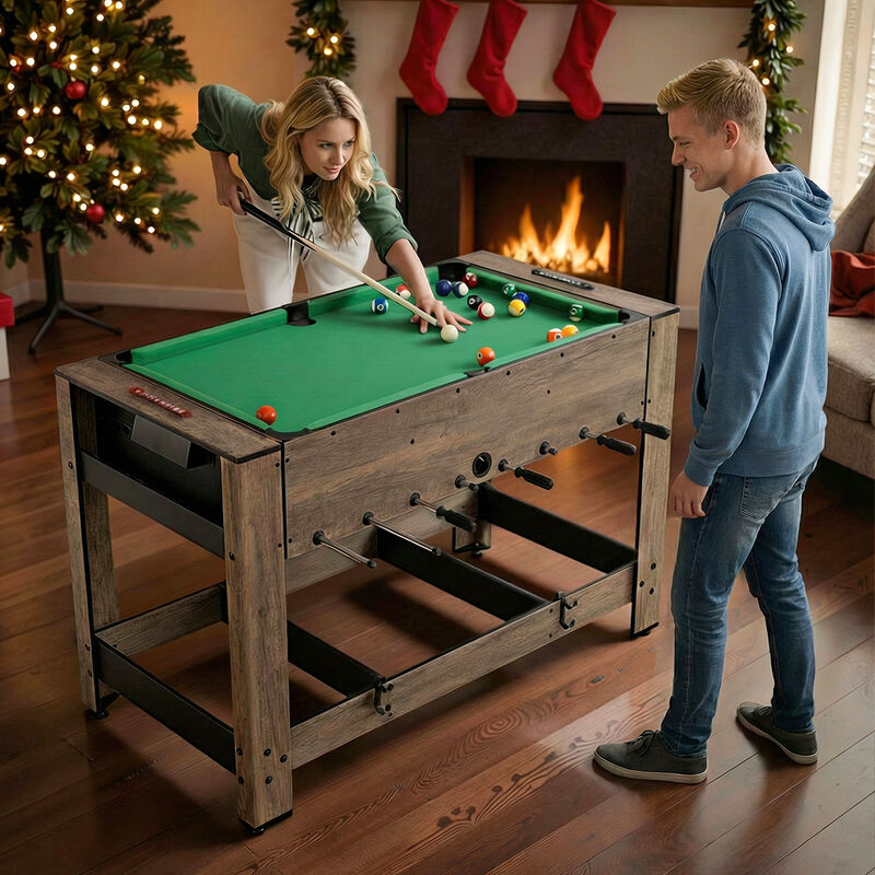 Swivel Multi Game Table with Foosball and Pool for Family Game Room-Natural image number 8
