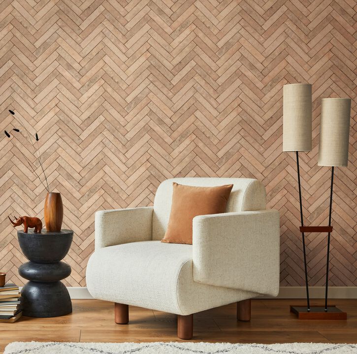 The Bricks And More Brick Herringbone Beige Wallpaper 45760