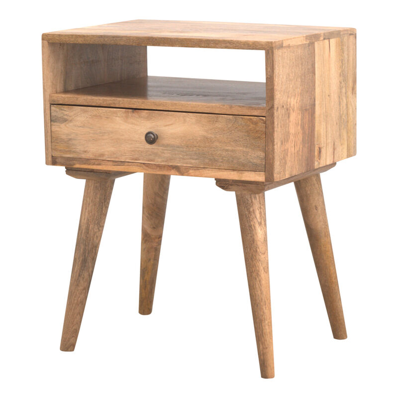 Modern Solid Wood Nightstand with Open Slot 1 Drawer oak-ish