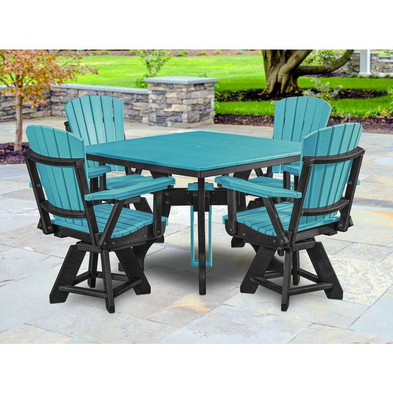 American Furniture Classics Dining Height Square Table in Aruba Blue with a Black Base