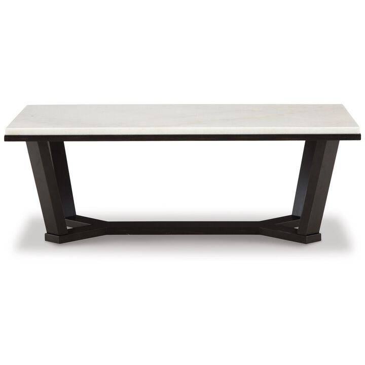 Fana Cocktail Coffee Table, Marble, Rectangular 48 Inch Espresso Brown