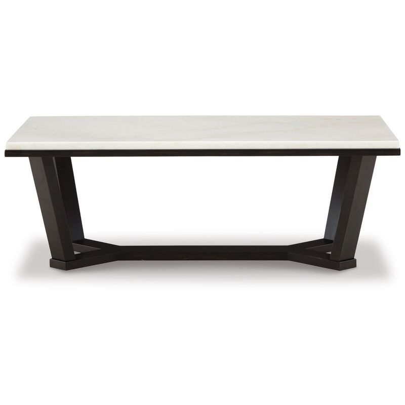 Fana Cocktail Coffee Table, Marble, Rectangular 48 Inch Espresso Brown
