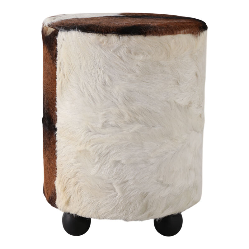 20x16" Hair On Hide Ottoman With Ball Feet, Brown image number 3