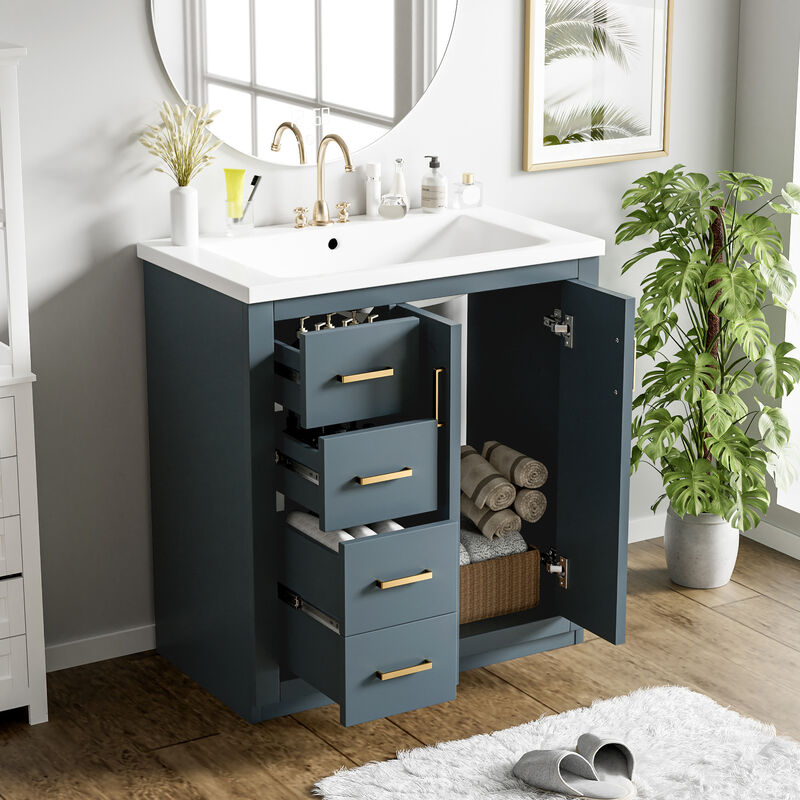 ELEMENT ACE Modern 30-Inch Bathroom Vanity with Ceramic Sink Combo and Storage Cabinet image number 5