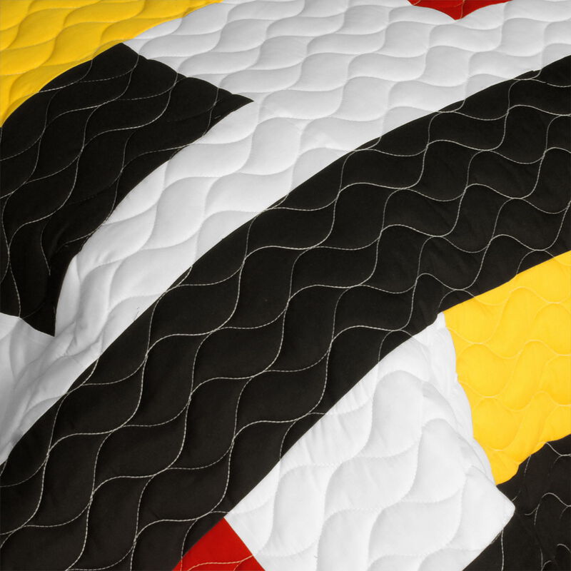 Queen Size 3 Piece Patchwork Quilt Set Bonfire Heart Soft Bedspread Set image number 2