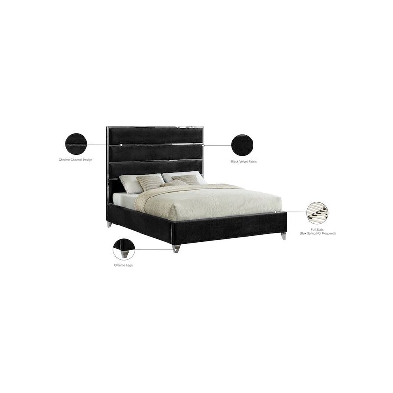 Meridian Furniture Zuma Black Velvet Full Bed