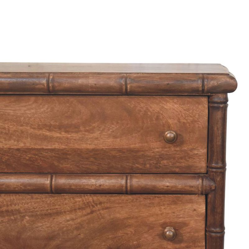 Artisan Furniture Solid Wood Bamboo Carved 3-Drawer Chest ,Brown,3-Drawer image number 4