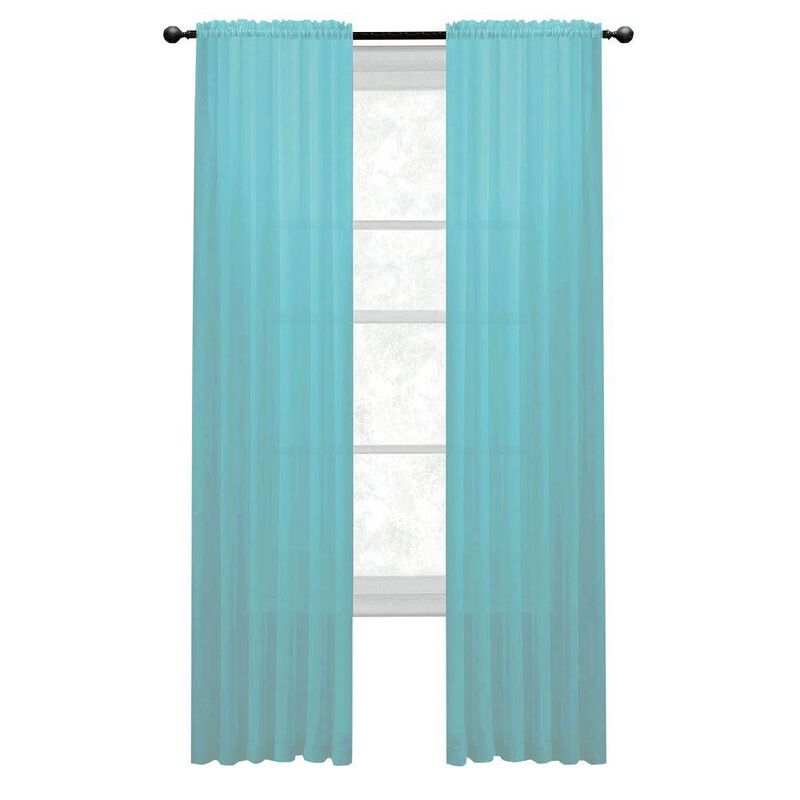 J&V TEXTILES Solid Sheer Window Curtain Panels- Set of 4 image number 0