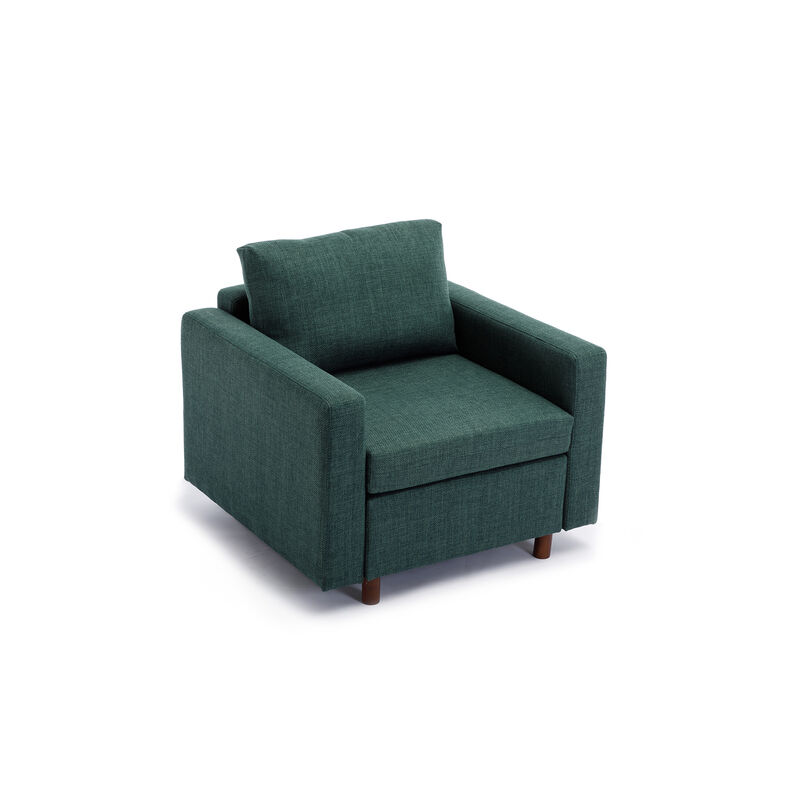 Single Seat Module Sofa Sectional Couch,Cushion Covers Non-removable and Non-Washable,Green image number 1