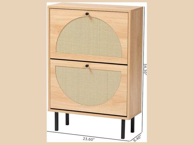Entryway Wood Shoe Storage Cabinet 12 Pair Flip Drawer Remus image number 2