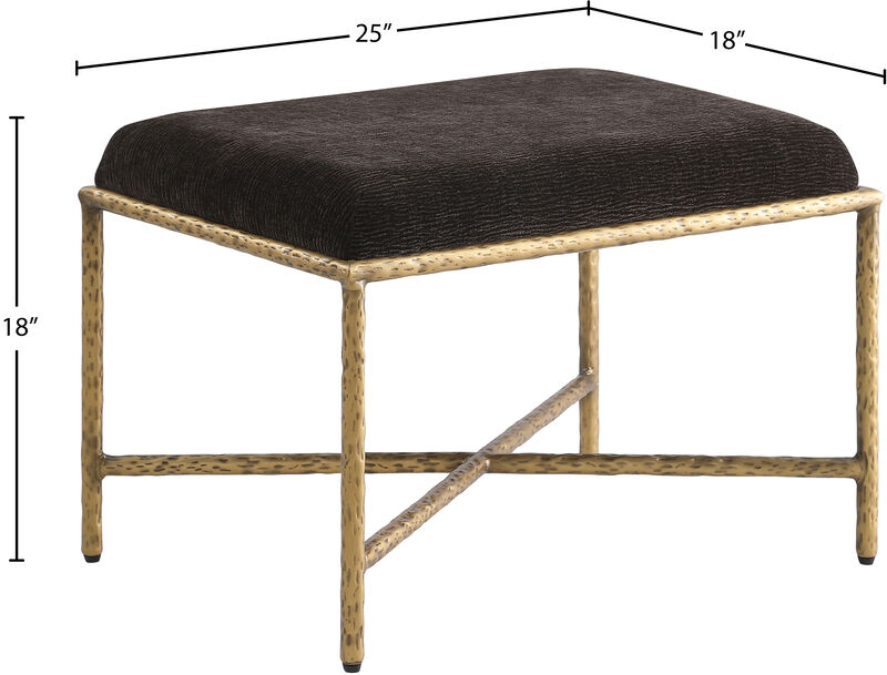 Meridian Furniture Valley Brown Chenille Fabric Bench image number 5