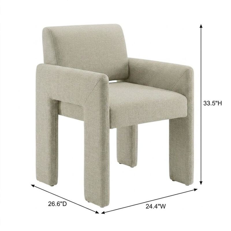 Fabric-Upholstered Dining Chair with Arms and Thick Cushion for Kitchen, Linen image number 2