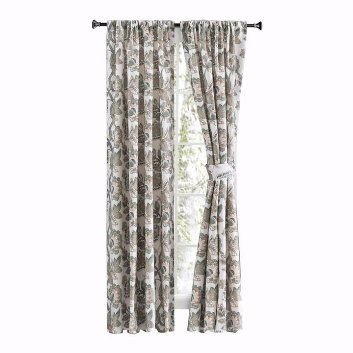 Ellis Curtain Wynette Lined 3" Rod Pocket Curtain Panel Pair with Tiebacks
