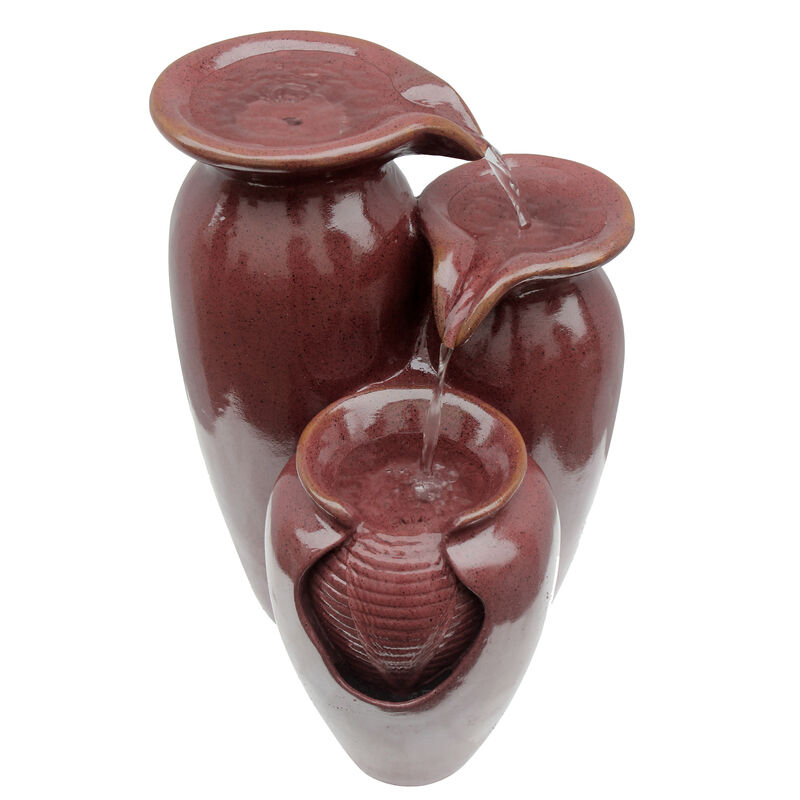 3-Tier Cascading Jars Outdoor Water Fountain, Red image number 0