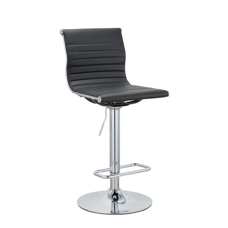 Beli 24-31 Inch Barstool Chair, Set of 2, Adjustable Height, Chrome, Black - Benzara image number 0