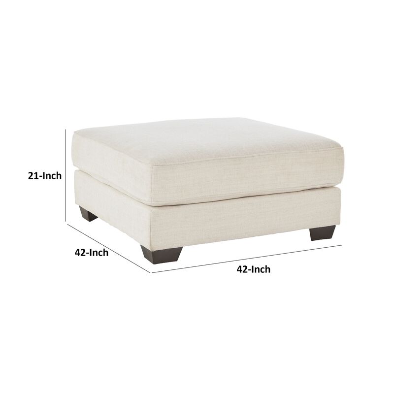 42 Inch Ottoman, Oversized Cushion, Modern Style, Soft Beige Polyester - Benzara