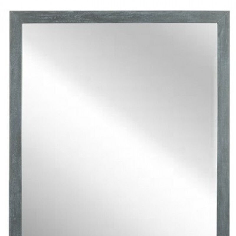 HomeRoots 40" Dark Gray Solid Wood Framed Accent Mirror image number 3