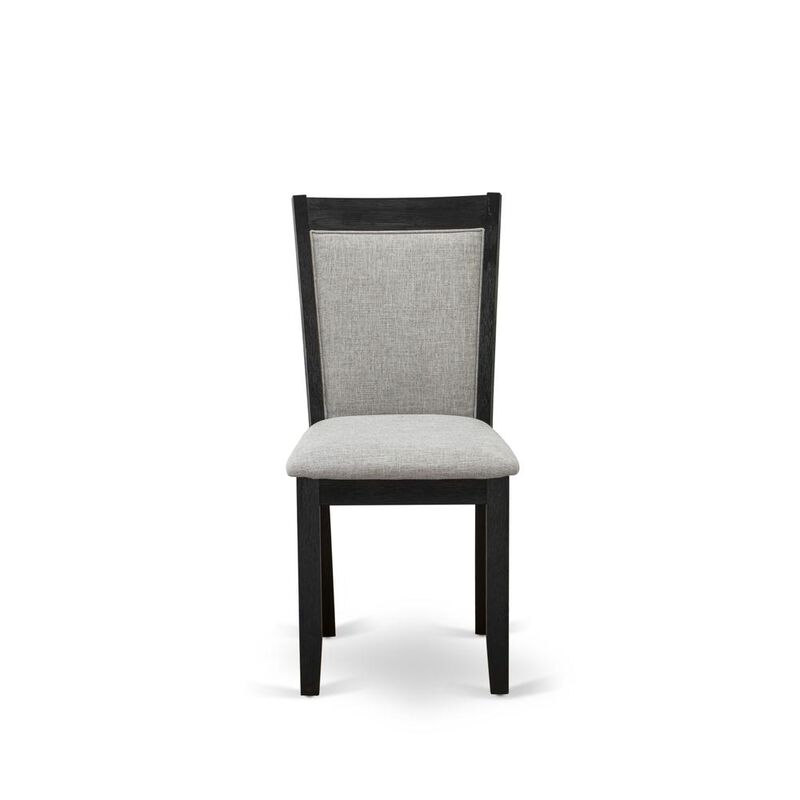 MZC6T06 Mid Century Dining Chairs - Shitake Linen Fabric Seat and High Chair Back - Wire Brushed Black Finish (SET OF 2)