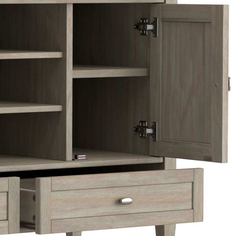 Warm Shaker SOLID WOOD 47 inch Wide Transitional TV Media Stand in Distressed Grey For TVs up to 50 inches