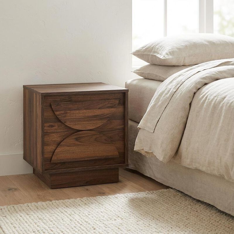 Brown Wood Nightstand with 2 Drawers, Modern Design for Bedroom Storage image number 2