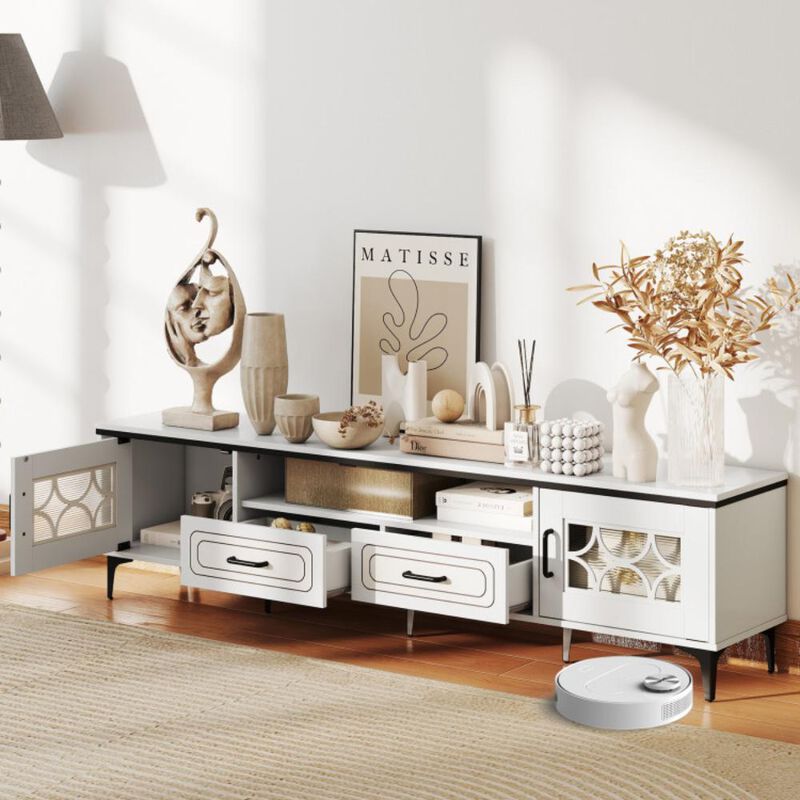 Hivvago Farmhouse TV Stand for TVs up to 80 Inch with 2 Drawers