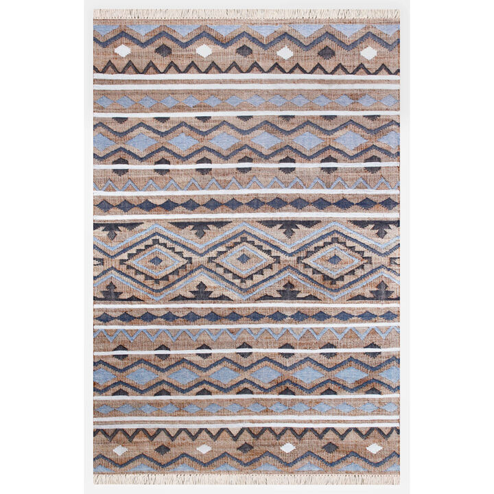 HomeRoots Geometric Hand Woven Area Rug With Fringe