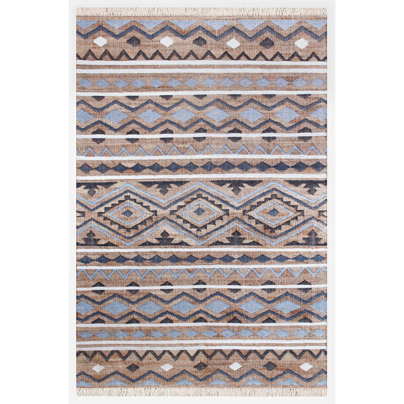 HomeRoots Geometric Hand Woven Area Rug With Fringe image number 0
