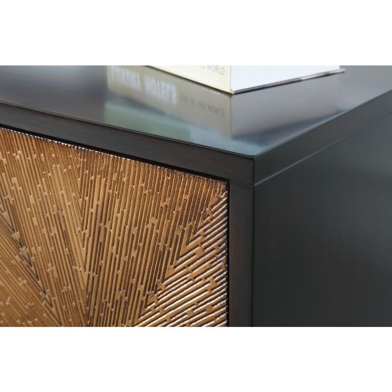 Best Master Furniture Labardi Brown with Antique Gold Accents Wood Sideboard