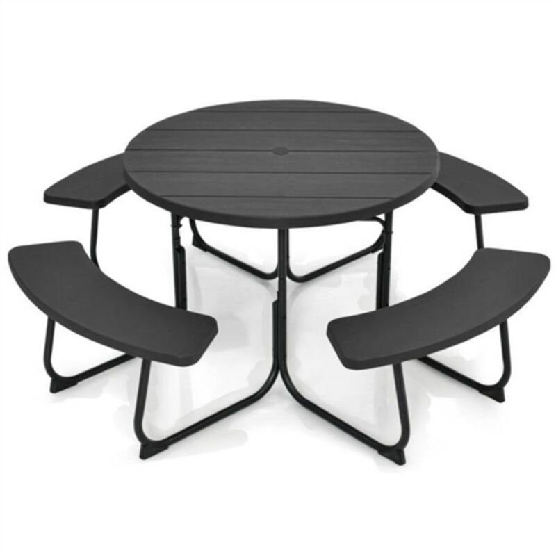 Weather-Resistant Metal and HDPE Picnic Table Set with Benches
