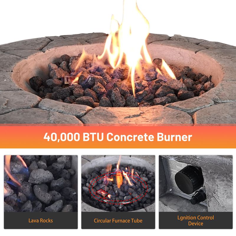 Mondawe 9'' H x 28'' W Concrete Propane Compatible Outdoor Fire pit